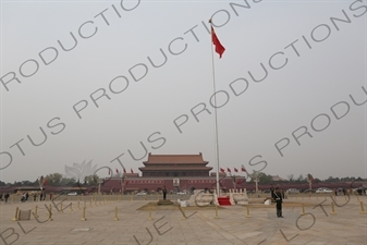 Chinese Flag and the Gate of Heavenly Peace (Tiananmen) on the North Side of Tiananmen Square in Beijing