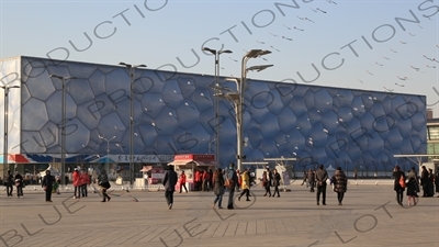 Kites Flying in front of the Beijing National Aquatics Centre/Water Cube (Guojia Youyong Zhongxin/Shuili Fang) in the Olympic Park in Beijing