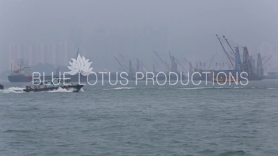 Victoria Harbour Cargo Ships in Hong Kong