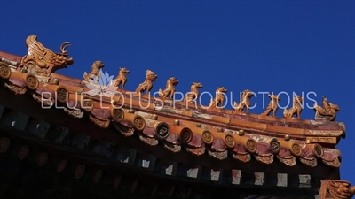 Roof Ornamental Sculptures in the Forbidden City in Beijing