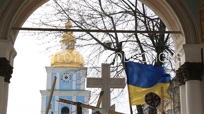 Memorial to People Killed in Kiev Protests, in a Chapel in the Grounds of St. Michael's Golden-Domed Monastery in Kiev