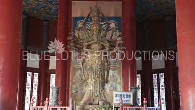 Thousand Hand (Bodhisattva) Guanyin Statue (Qianshou Guanyin Pusa) in the Tower of Buddhist Incense (Fo Xiang Ge) in the Summer Palace in Beijing
