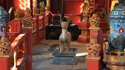 Deer Statue next to the Throne in the Imperial Lecture Palace/Hall (Biyong) in the Imperial College (Guozijian) in Beijing