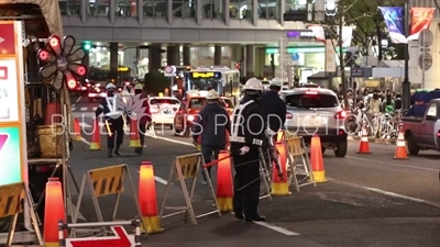 Construction Workers in Shibuya in Tokyo