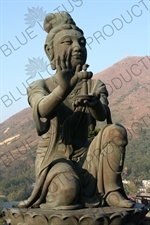 'Offering of the Six Devas' Statues in front of the Big Buddha (Tiantan Da Fo) Statue on Lantau in Hong Kong