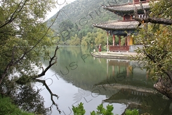 Moon Embracing Pavilion (Deyue Lou) on the Black Dragon Pool (Heilongtan) in Jade Spring Park (Yu Quan Gongyuan) near the Old City of Lijiang