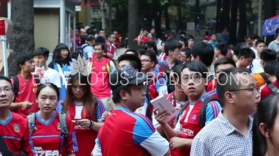 Football Fans outside Yuexiushan Stadium (Yuexiushan Tiyuchang) on Derby Day in Guangzhou