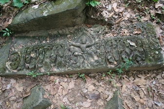 Sculptural Relief from Ruined Door Frame at Beng Melea in Angkor