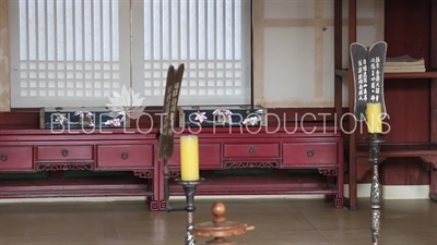 Interior of Manchun Hall (Manchunjeon) at Gyeongbok Palace (Gyeongbokgung) in Seoul