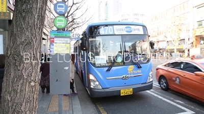 Passengers Boarding a Bus in Seoul