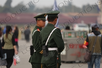 Soldiers Talking in Tiananmen Square in Beijing