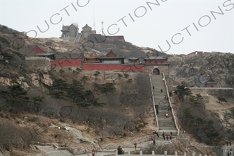 Buildings at the top of Mount Tai (Tai Shan) in Shandong Province