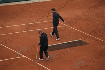 Men Preparing Philippe Chatrier Court at the French Open/Roland Garros in Paris