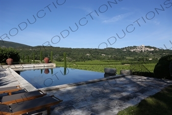 Swimming Pool with Château de Lacoste in the Background in Lacoste