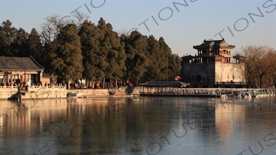 Kunming Lake and the Tower of Literary Prosperity (Wenchang Ge) in the Summer Palace in Beijing