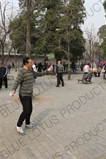 Man Playing Badminton near the North Gate of the Temple of Heaven (Tiantan) in Beijing