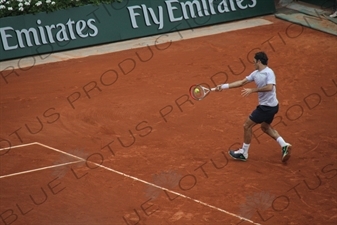 Roger Federer on Philippe Chatrier Court at the French Open/Roland Garros in Paris