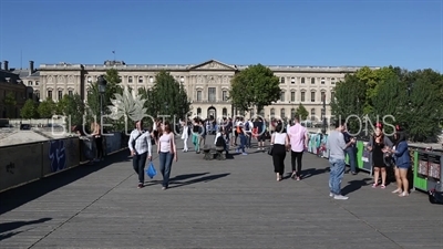 Pont des Arts and the Louvre Palace (Palais du Louvre) in Paris