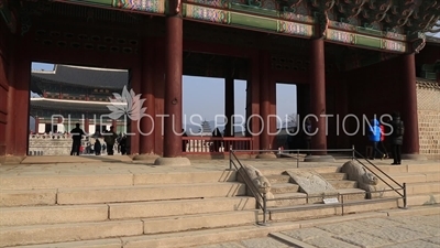 Haetae Carvings on the Stairs of the Geunjeong Gate (Geunjeongmun) at Gyeongbok Palace (Gyeongbokgung) in Seoul