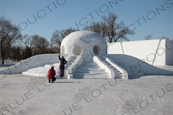 Snow Sculpture in the Sun Island Scenic Area (Taiyang Dao) in Harbin