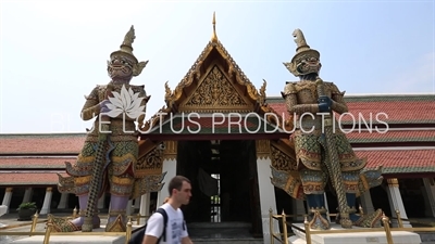 Sahatsadecha and Thotsakan Guardian Demons at the Emerald Temple/Chapel (Wat Phra Kaew) at the Grand Palace (Phra Borom Maha Ratcha Wang) in Bangkok