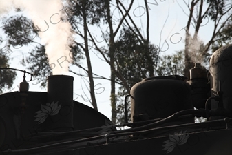 Steam Coming out of the top of a Vintage Steam Engine Going from Asmara to Massawa